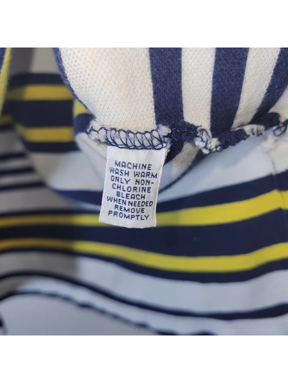 Polo Golf Ralph Lauren Men's M White Navy Blue Yellow Striped Short Sleeve Polo